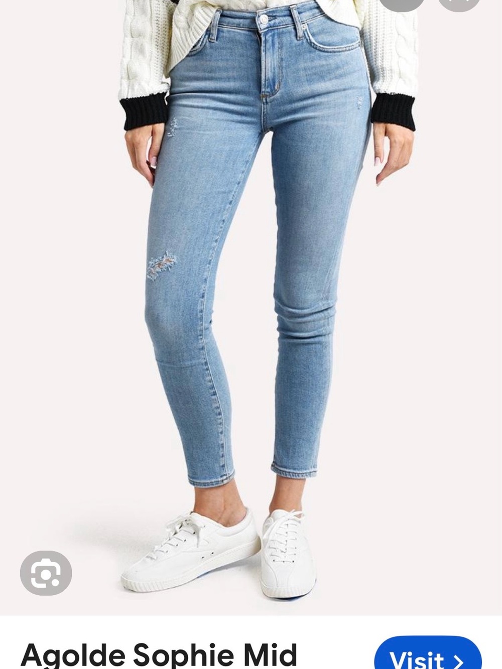 Agolde High-Rise Skinny Jeans - Light Blue Wash